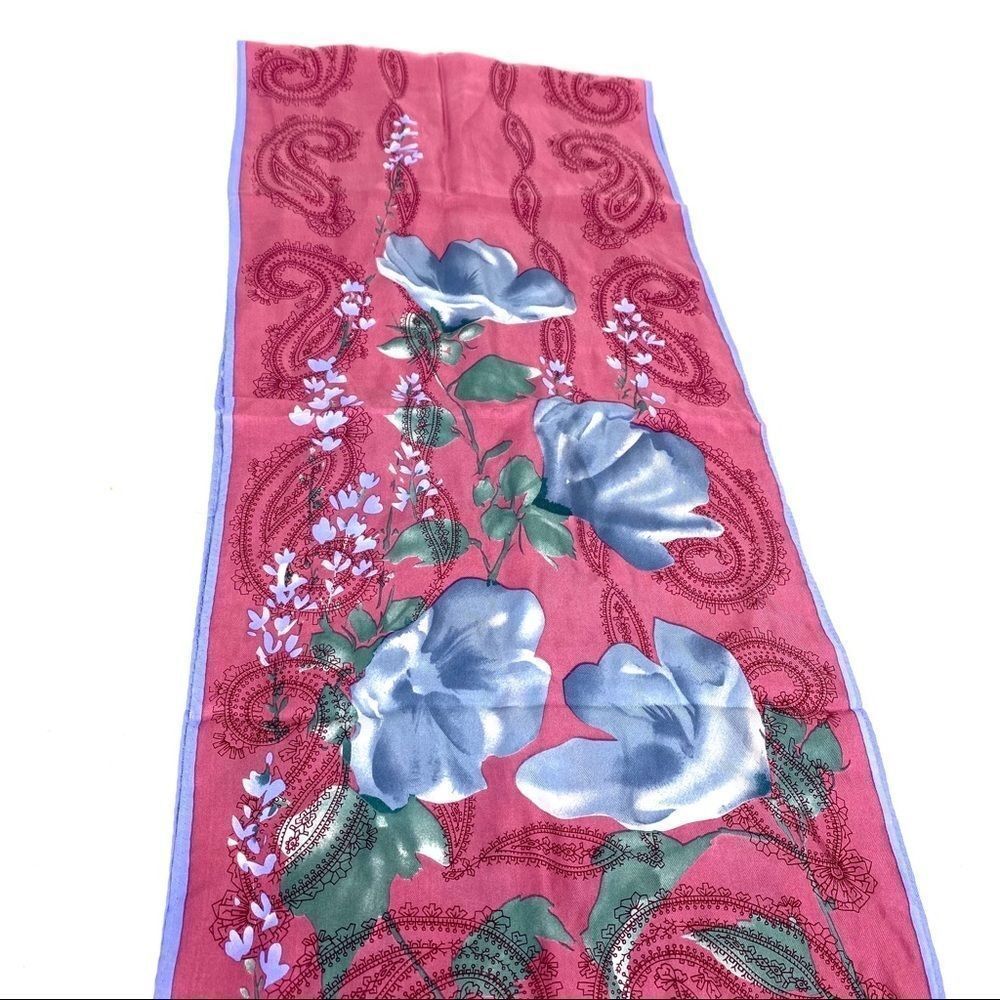 Vintage Vera Neumann Silk Floral Scarf Womens Colorful